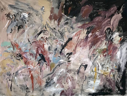 <i>Cave Painting circa 3018</i>, 2018, Oil, acrylic, and conté on canvas, 103 x 139 inches